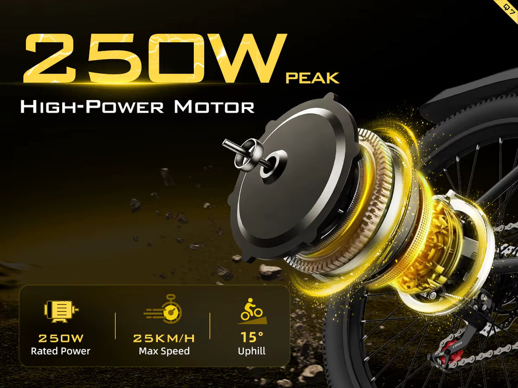 High-power motor with specifications on a dark background