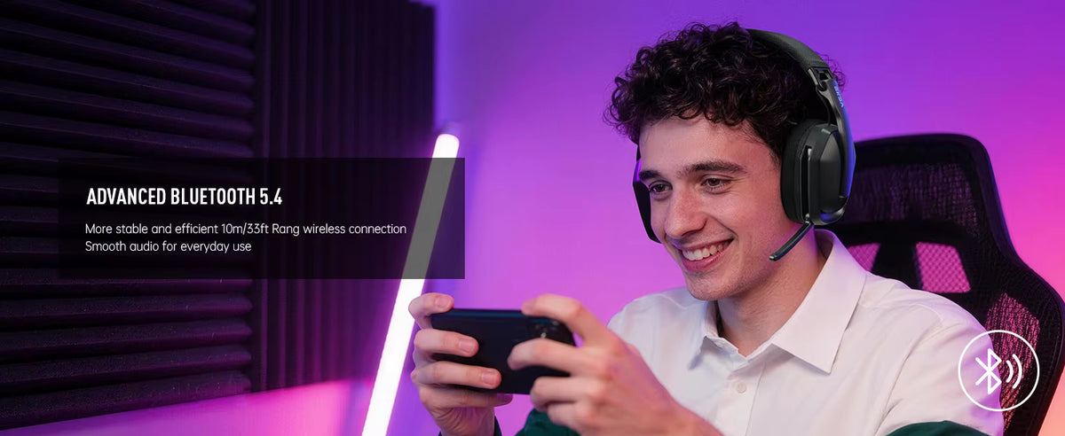 Ergonomic mobile gaming session highlighting Advanced Bluetooth 5.4 connectivity