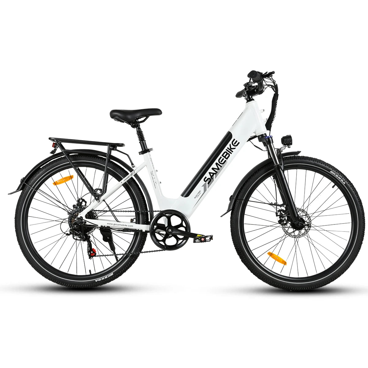 White SAMEBIKE RS‑A01 PRO‑T electric bike with black components on a white background