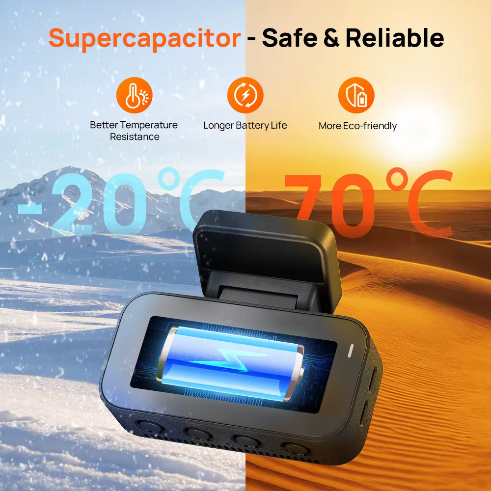 70mai A900 Supercapacitor Safe and Reliable Temperature Tolerance -20C to 70C