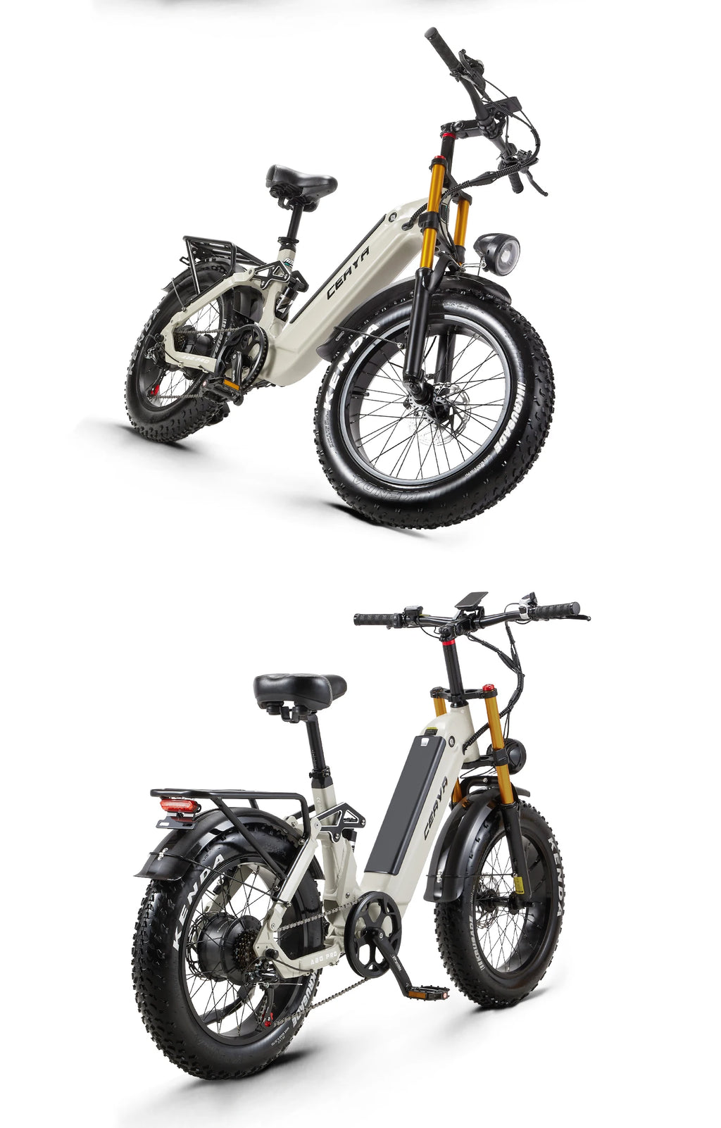 Two electric bicycles on a white background