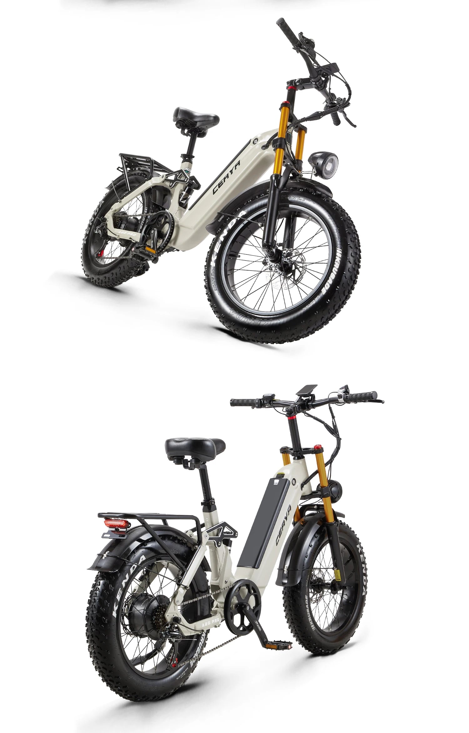 Two electric bicycles on a white background