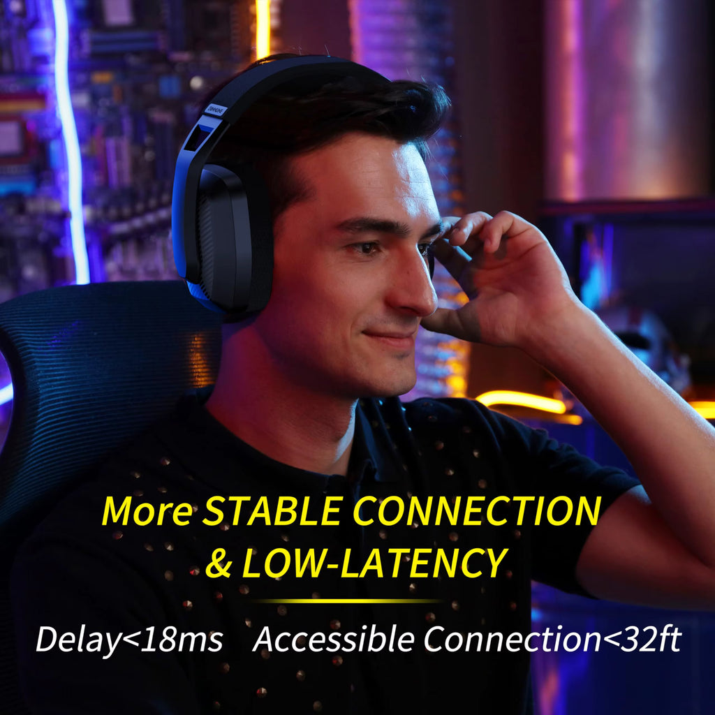 Lifestyle promotional image emphasizing a stable connection and low-latency performance during gaming
