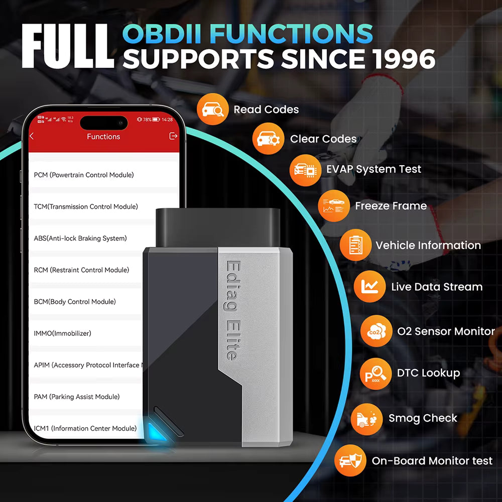 Kingbolen Ediag Elite full OBDII functions supports since 1996   