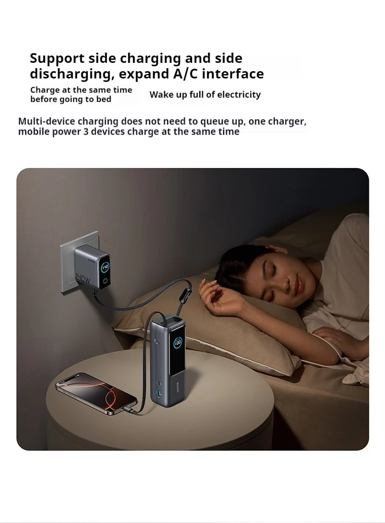 Anker 25000mAh Power Bank 165W Fast Charge with Retractable Cables