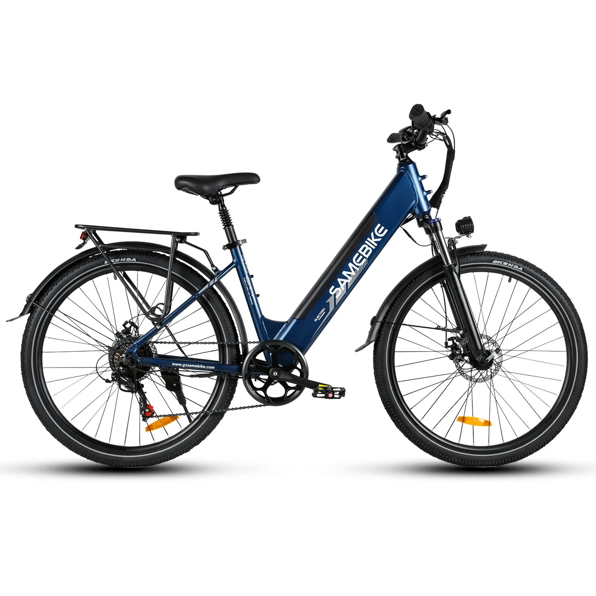 Blue SAMEBIKE RS‑A01 PRO‑T electric bike with 'Sangbike' branding on a white background