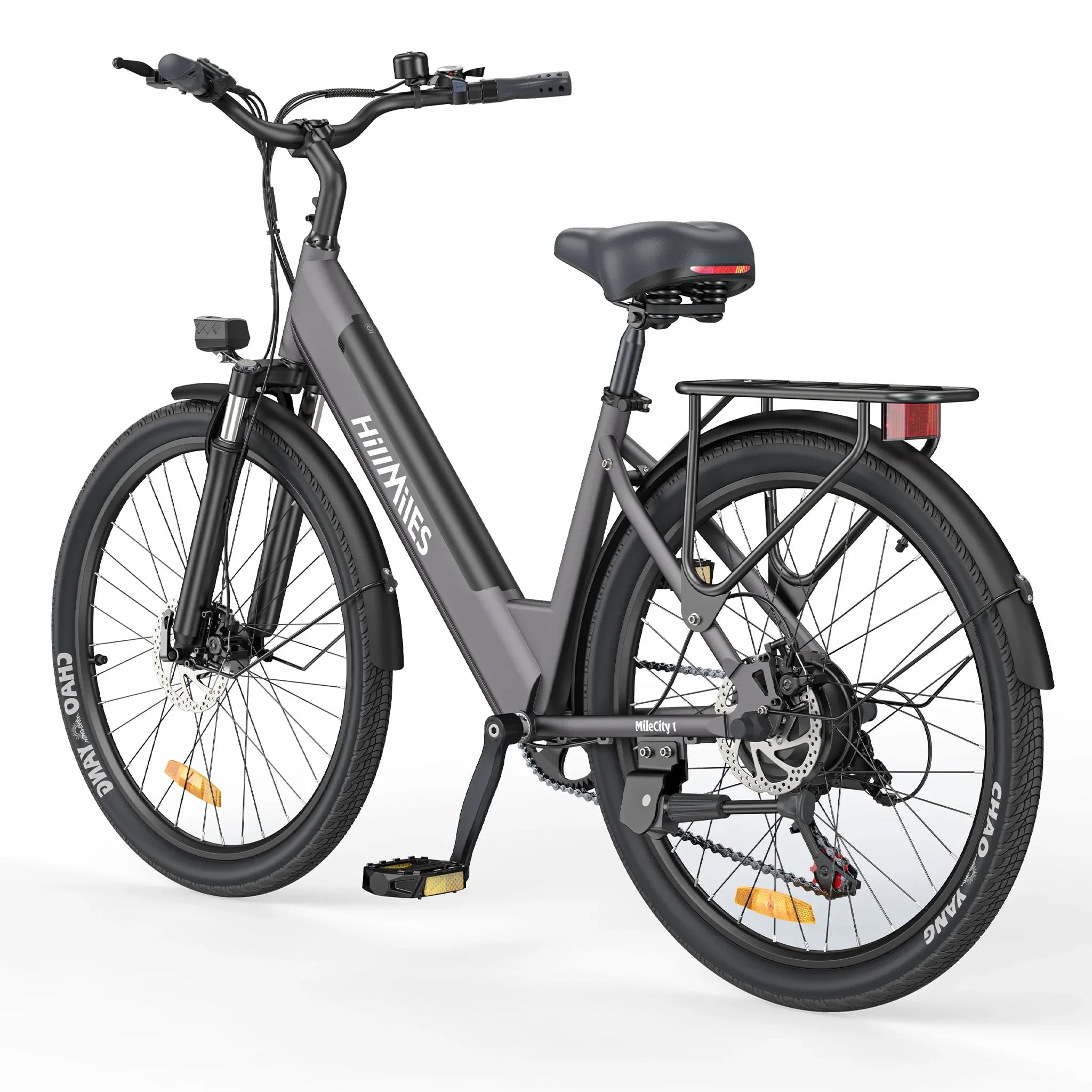 Gray electric bicycle on a white background