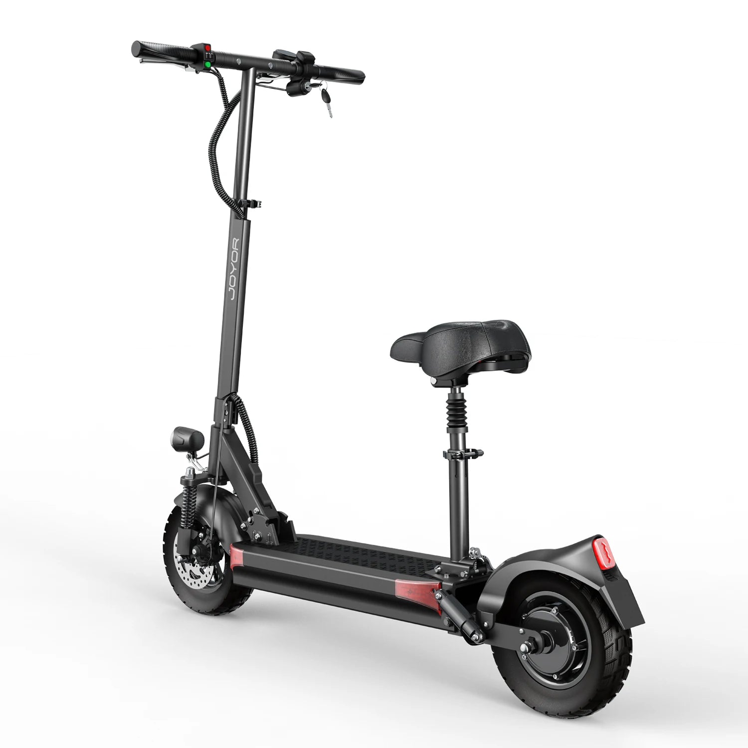 joyor y6-s electric scooter rear angled view showing seat and frame

