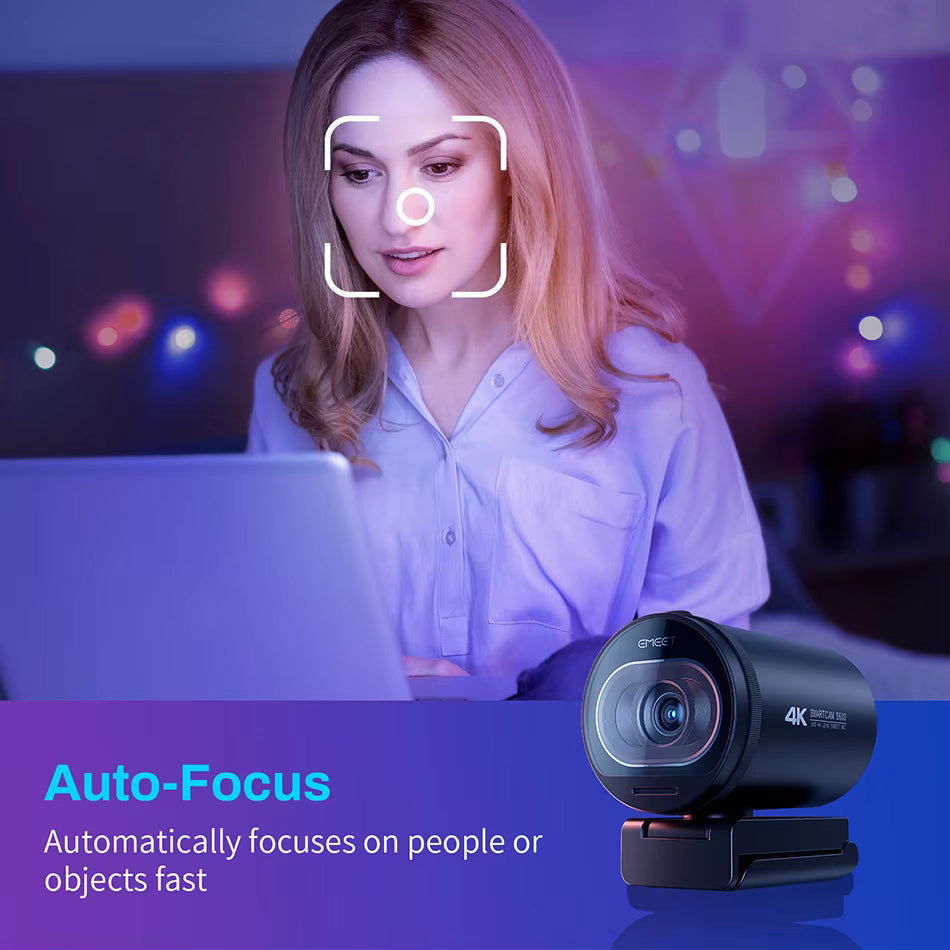 EMEET S600 4K Streaming Web Camera demonstrating fast auto-focus tracking on streamer | VARELO
