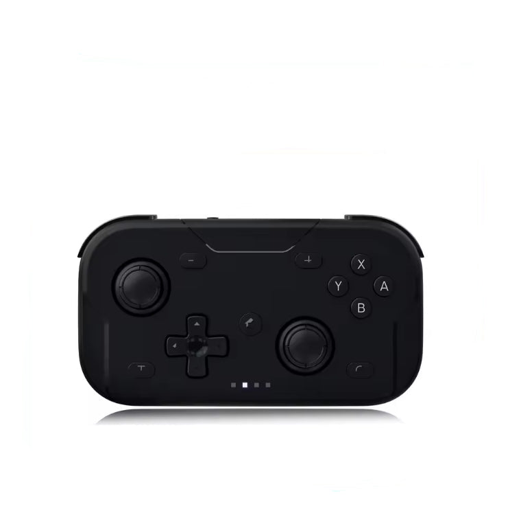 AceGamer Pocket Game Controller shown in black, featuring a compact, rectangular design with offset joysticks, a D-pad, ABXY face buttons, shoulder buttons, and a reflective base on a pure white background.