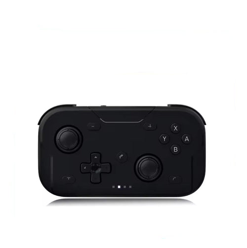 AceGamer Pocket Game Controller shown in black, featuring a compact, rectangular design with offset joysticks, a D-pad, ABXY face buttons, shoulder buttons, and a reflective base on a pure white background.