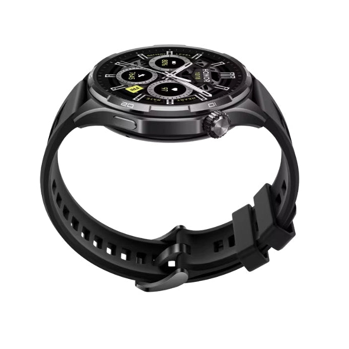 HONOR Watch 6 Shadow Black smartwatch rear and pin buckle fastening detail