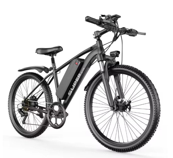 Gray electric bike with 'Super G73' branding on a white background