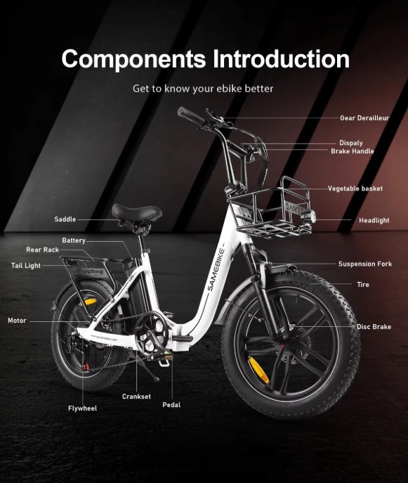 SAMEBIKE C05 PRO Electric Bike 500W 36V 13Ah 20 Inch Fat Tyre Folding E Bike