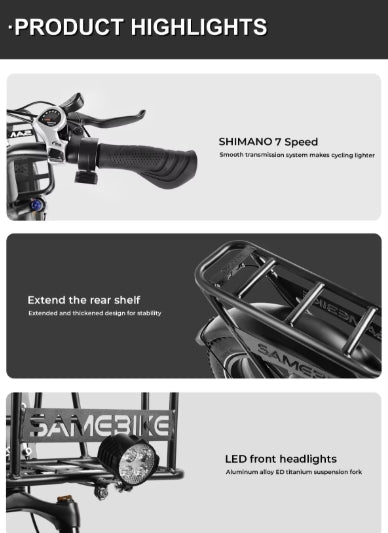 SAMEBIKE C05 PRO Electric Bike 500W 36V 13Ah 20 Inch Fat Tyre Folding E Bike