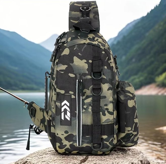Fishing Tackle Storage Bag – Multifunctional Outdoor Crossbody Gear Bag with Rod Storage