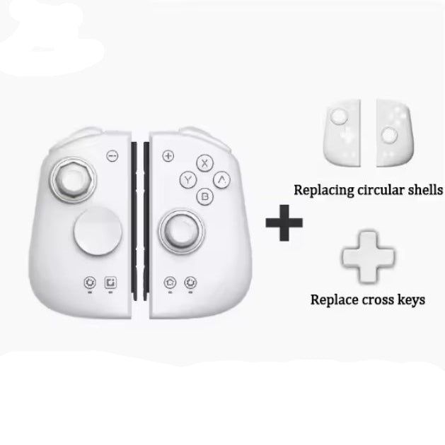 Mobapad M6 HD Joy-Pad controller set in White, shown attached with both circular and D-pad faceplate options.