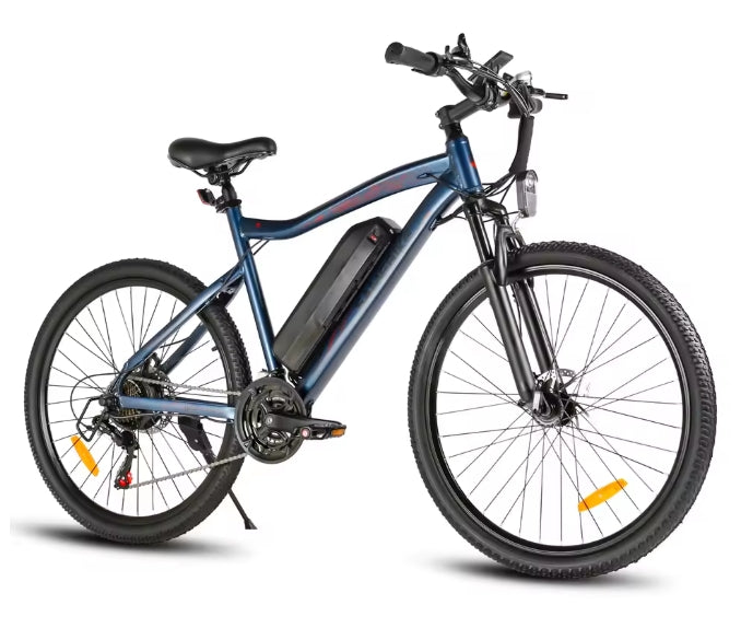 Blue electric bicycle on a white background