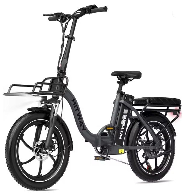 Black electric bike with Hitway branding on a white background