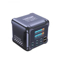 A compact black GaN charger power bank with a digital LED display showing battery status and multiple USB output ports, labeled '420W Gan Charger' and 'POWER BANK'.
