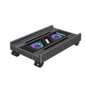 BEISHI adjustable computer CPU holder studio front perspective showing built-in RGB cooling fans and caster wheels