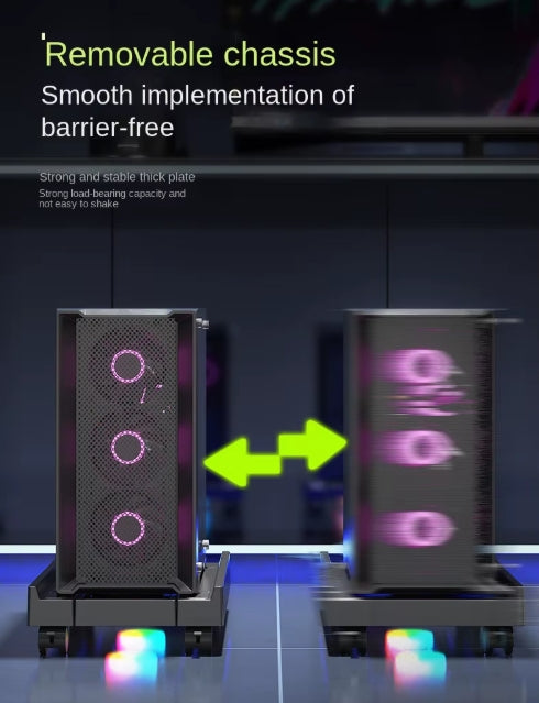 BEISHI adjustable computer tower stand graphic highlighting removable chassis and barrier-free width expansion