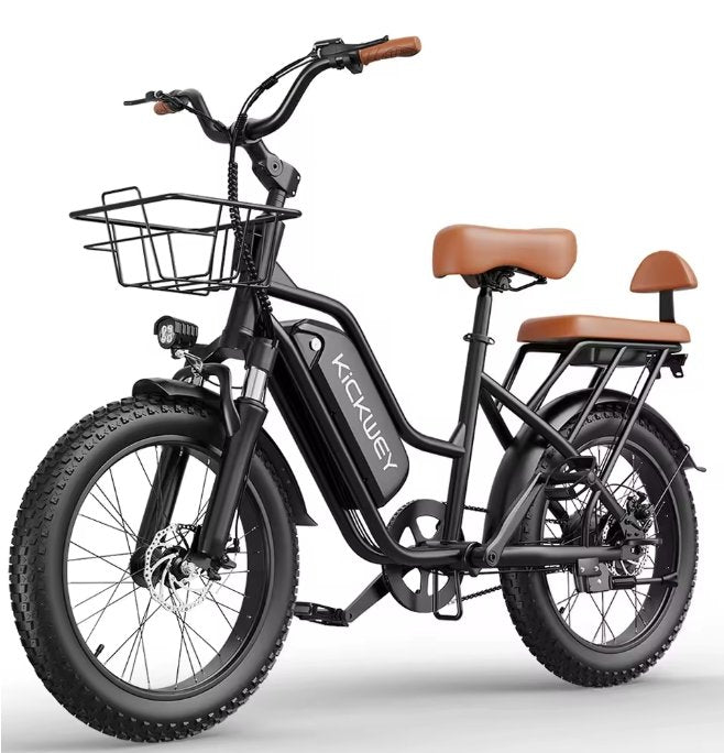 Black electric bike on a plain white background.
