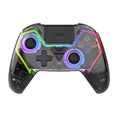 Wireless transparent RGB gaming controller with illuminated thumbsticks and ergonomic grip design