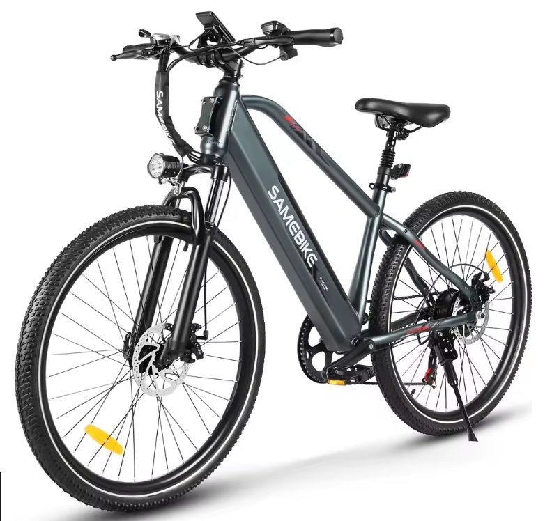 Dark Grey SAMEBIKE RS-A01 MEN  Electric bicycle with 'SAMEBIKE' branding on a white background