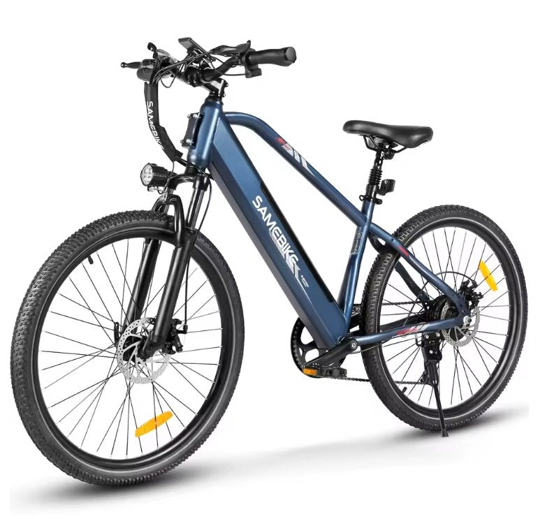 Blue SAMEBIKE RS-A01 MEN electric bicycle on a white background