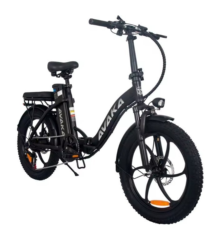 Black AVAKA BZ20 PLUS Foldable E‑bike electric bike with 'AVAKA' branding on a white background