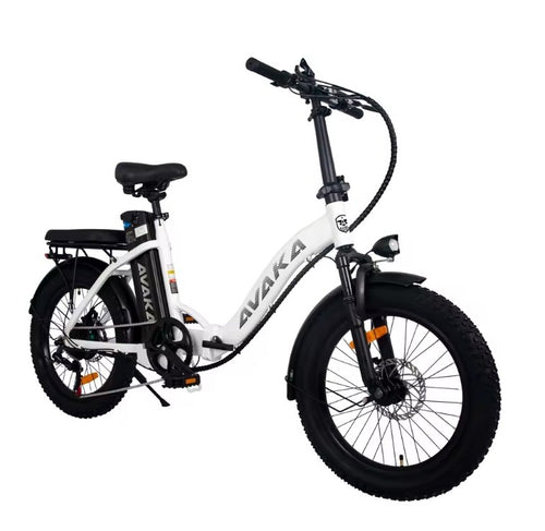 White AVAKA BZ20 PLUS Foldable E‑bike  electric bike with black details on a white background