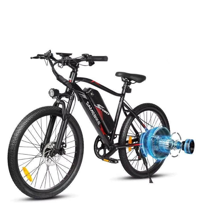 SAMEBIKE EBE2 E-Bike Electric bike with a water bottle attached to the frame on a white background
