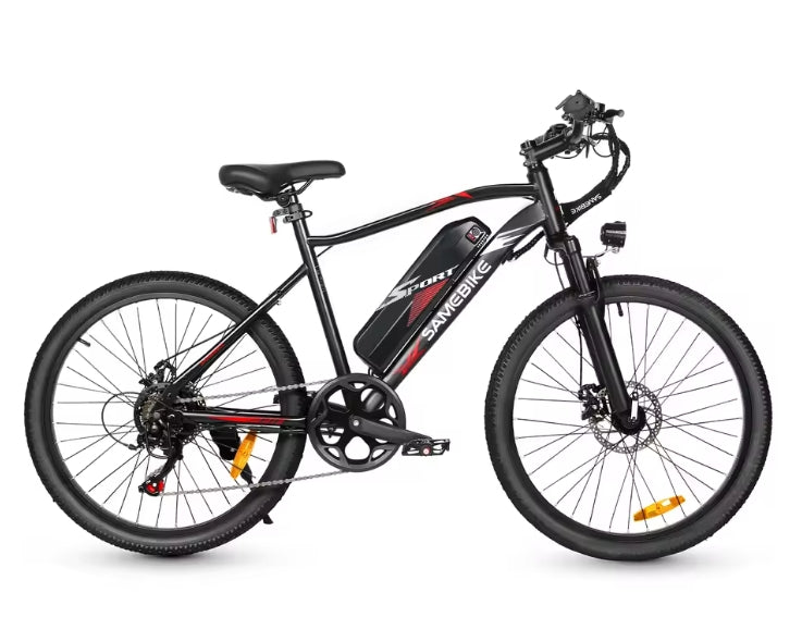 SAMEBIKE EBE2 E-Bike Black electric bicycle with visible branding on a white background