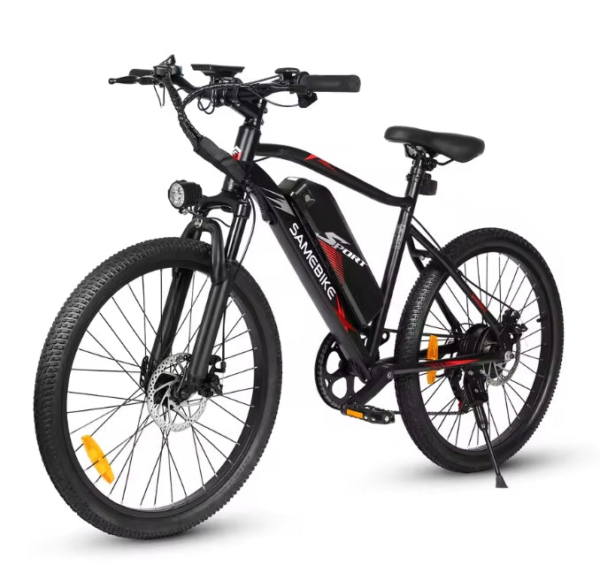 SAMEBIKE EBE2 E-Bike Black electric bicycle with visible branding on a white background
