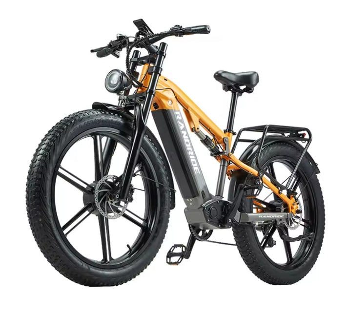 RANDRIDE YX80 Electric bike with yellow frame and black components on a white background