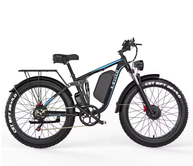 Electric E‑BYCCO EB7Pro bike with fat tires on a white background