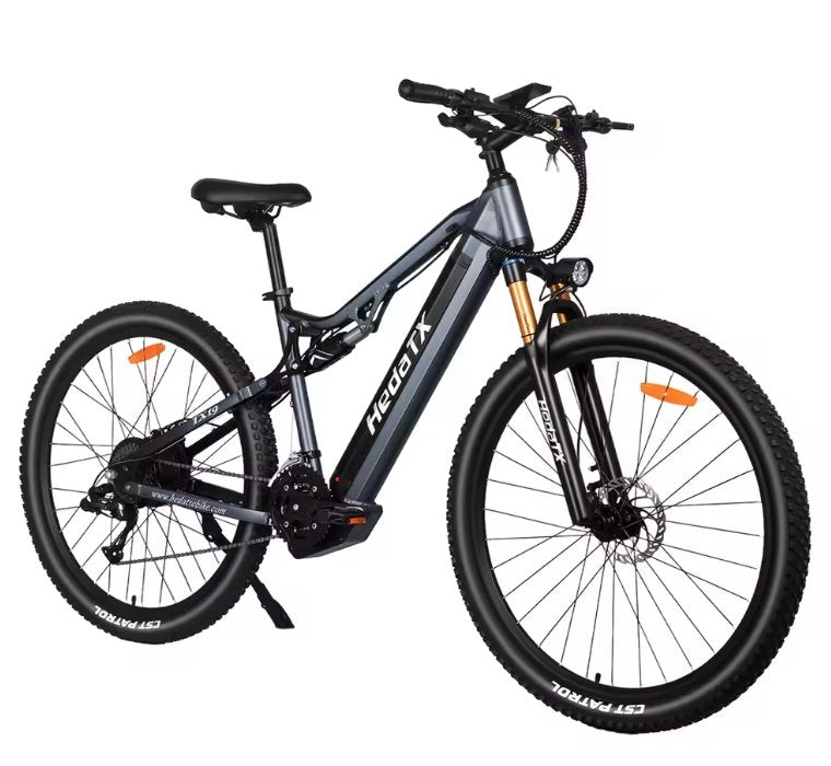 Grey HedaTX TX19 Electric bicycle with 'Heda TX' branding on a white background