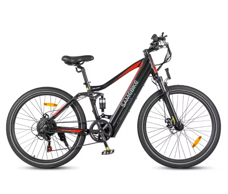 Black side view of a black SAMEBIKE XD26‑II e-bike on a white background 