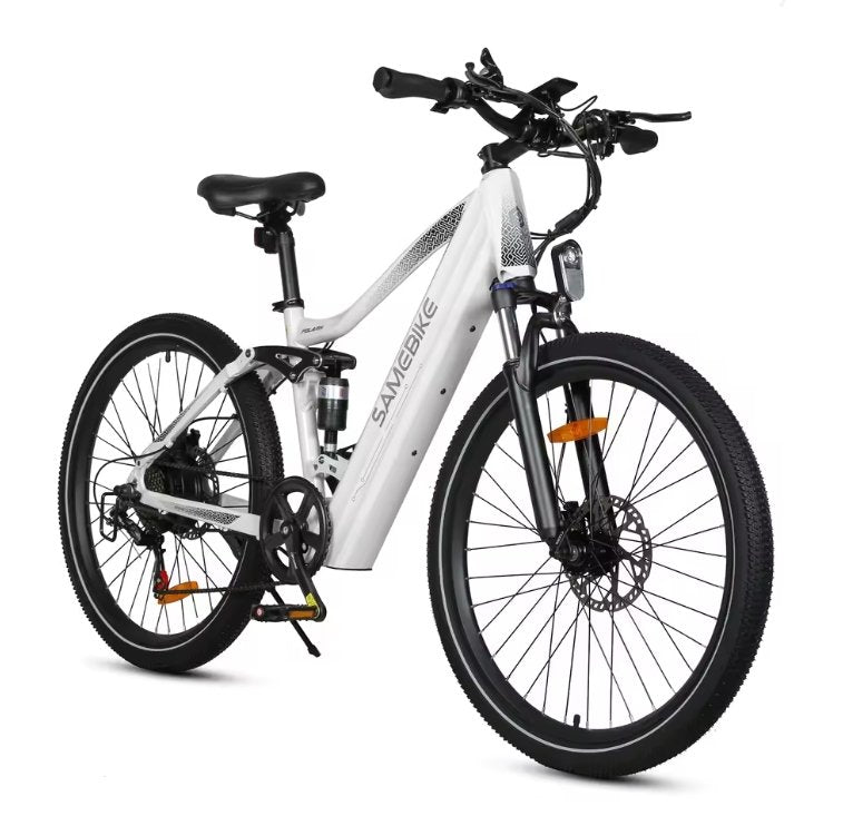 White SAMEBIKE XD26‑II electric bicycle with black components on a white background