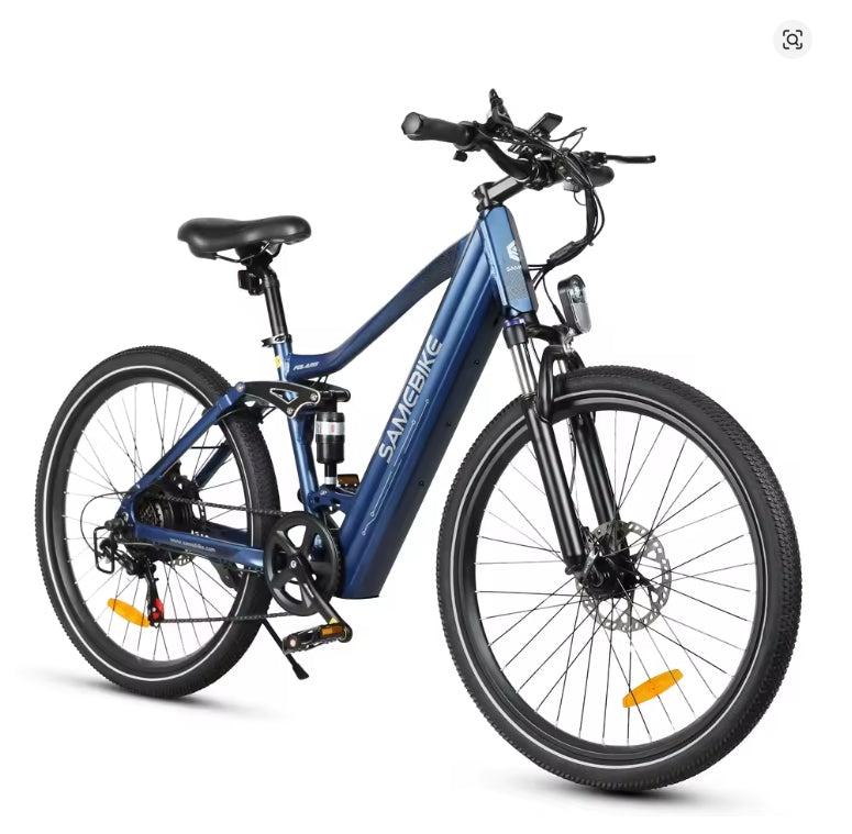Blue Samebike XD26-II electric bicycle on a white background