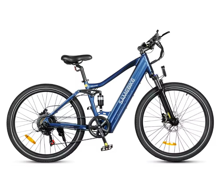 Blue Samebike XD26-II e-bike on a white background