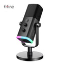 FIFINE AmpliGame AM8 USB/XLR Dynamic Microphone in Classic Black on a desktop stand