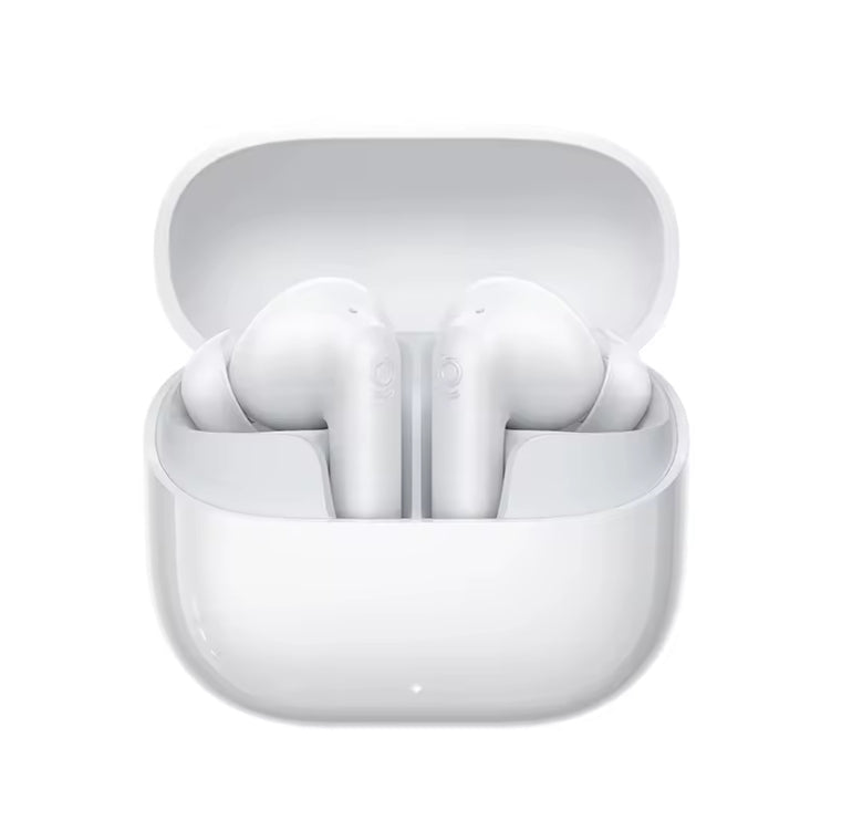 Baseus Bass EP10 Ultra wireless earbuds in white inside an open charging case on a white background