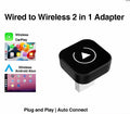 VARELO 2-in-1 Wired to Wireless CarPlay and Android Auto USB Adapter showing plug and play compatibility