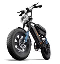 Urlife T16 250W electric city bike in black, featuring wide fat tyres, front suspension fork, circular halo LED headlight, and disc brakes on a plain white background.