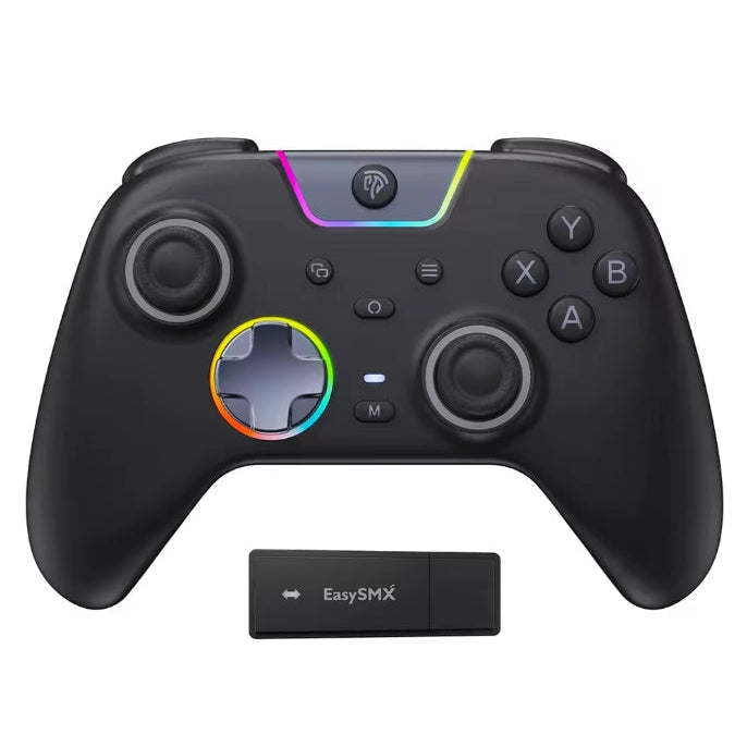 EasySMX X05 Pro wireless PC gaming controller in matte black with 2.4G USB receiver   