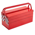 VEVOR 18 Inch 3 Tier Red Metal Cantilever Tool Box - Closed View with Dual Handles