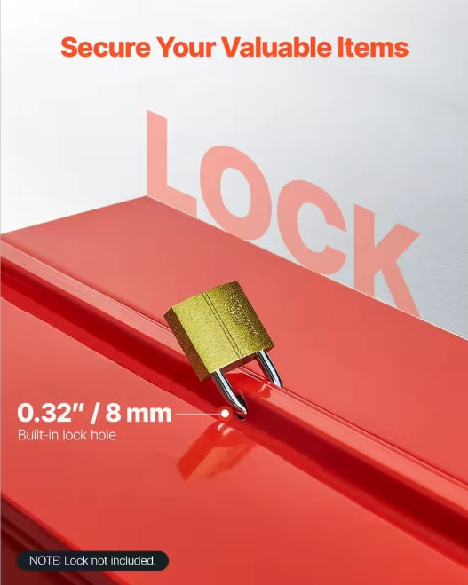 Lockable Metal Latch with 0.32 Inch Padlock Hole on VEVOR Red Cantilever Tool Chest