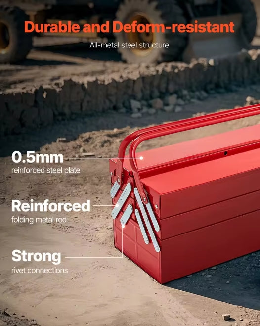 0.5mm Heavy Duty Powder Coated Alloy Steel Construction Diagram on VEVOR Tool Box